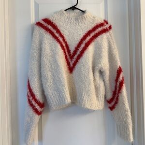 MINKPINK Red and White Cowl Neck Sweater